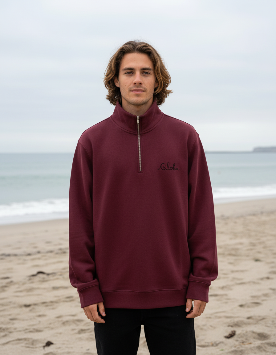 Aloha Half Zip – Burgundy